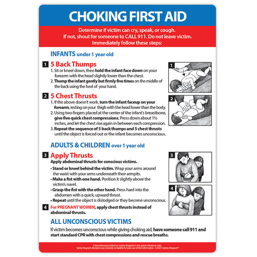 Choking First Aid for Infant, Child, & Adult - Fridge Magnet - by Safety Magnets