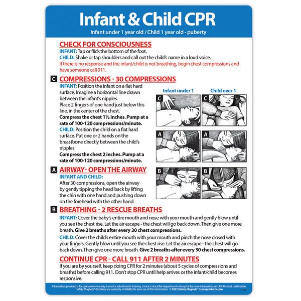 CPR Steps for Infants & Children Fridge Magnet - 5