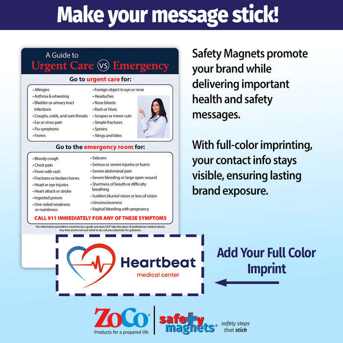 ZoCo - Guide to Urgent Care vs Emergency Room - Custom Safety Magnets