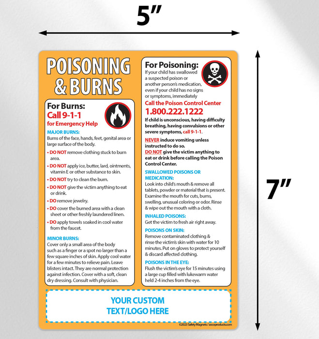 First Aid for Poisoning and Burns Custom Magnets - Add Your Imprint ...