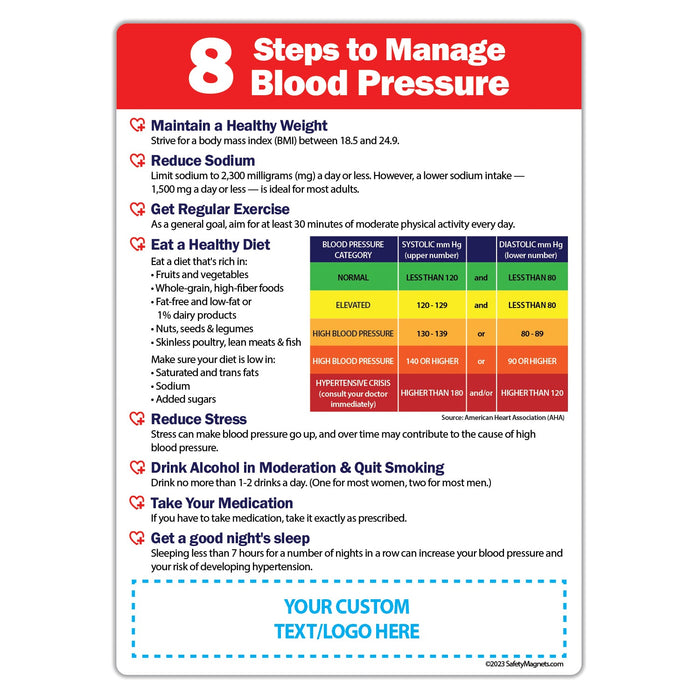 Managing Blood Pressure Magnet - 5x7 (Min Qty 100)