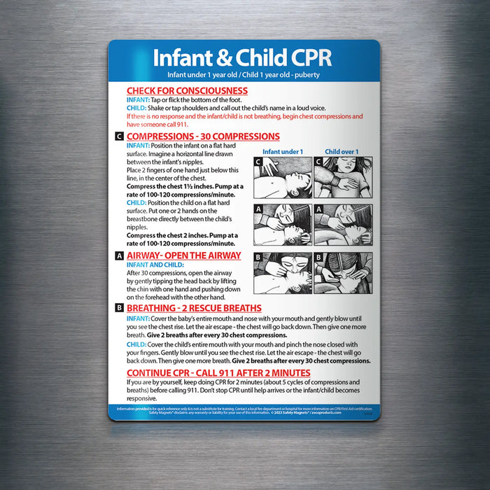 CPR Steps for Infants & Children - Magnets - (Min.Qty 100)