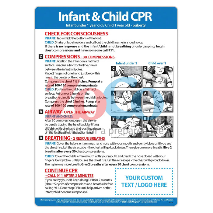 CPR Steps for Infants & Children - Magnets - (Min.Qty 100)