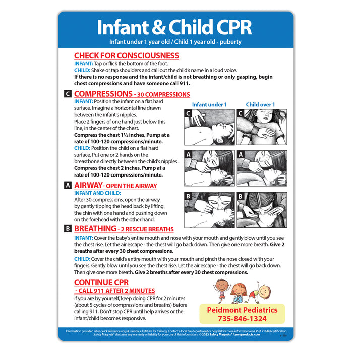 CPR for Infants and Children Magnet - 5x7 (Min Qty 100) - FREE Customization