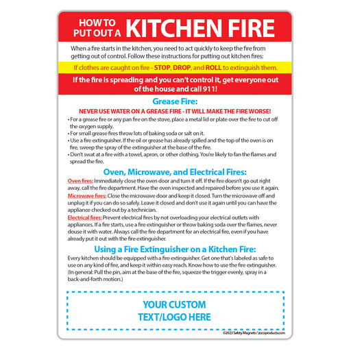 How to Put Out a Kitchen Fire Magnet - 5x7 (Min Qty 100)