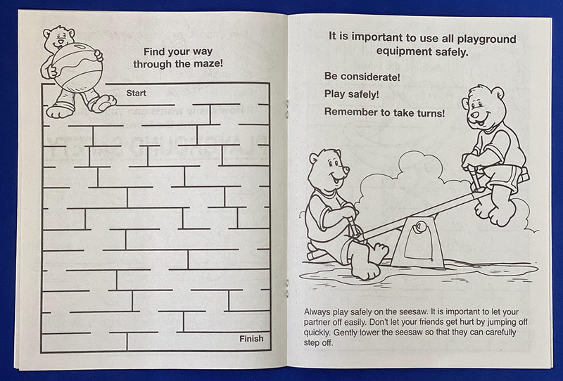 Playground safety activity pages teaching kids safe play habits