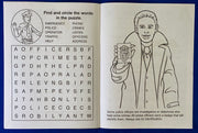Inside pages of Police Officers Care kids coloring and activity book