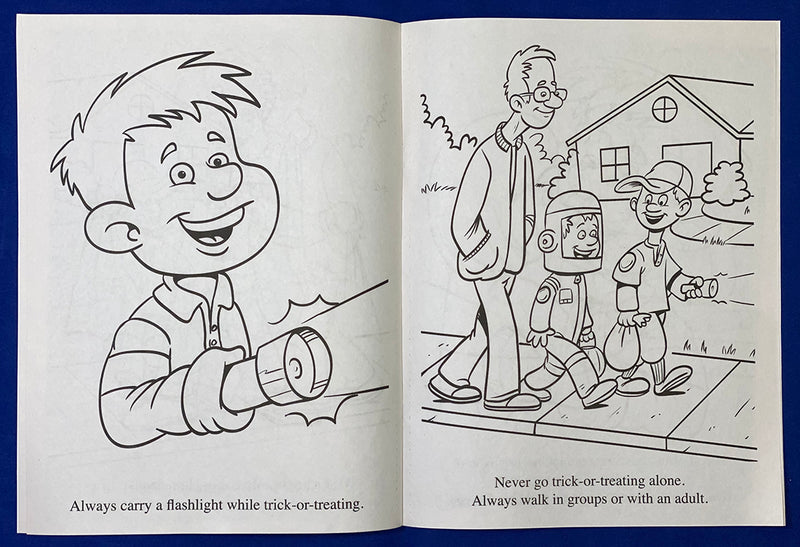 Halloween safety coloring activity page for kids