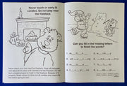 Winter and holiday safety coloring book inside page for kids