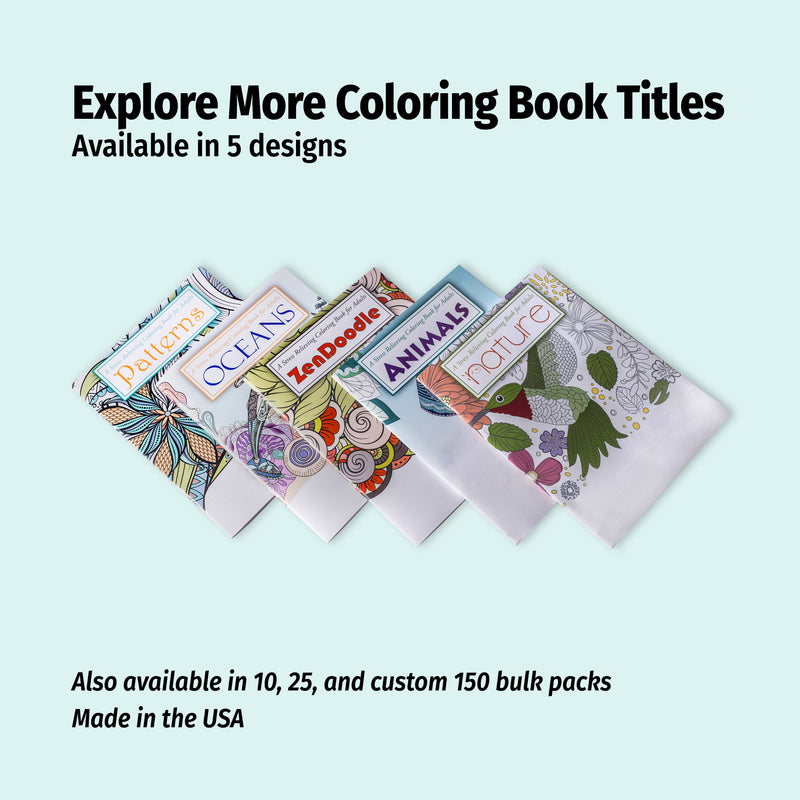 2-Pack Adult Coloring Books: Oceans and Patterns - Includes 12 Colored Pencils