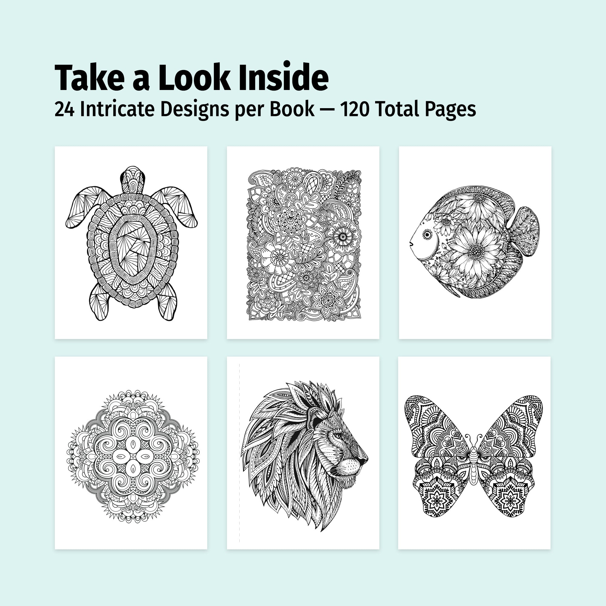 Gift Kit: 5 Stress Relieving Adult Coloring Books with Pencils