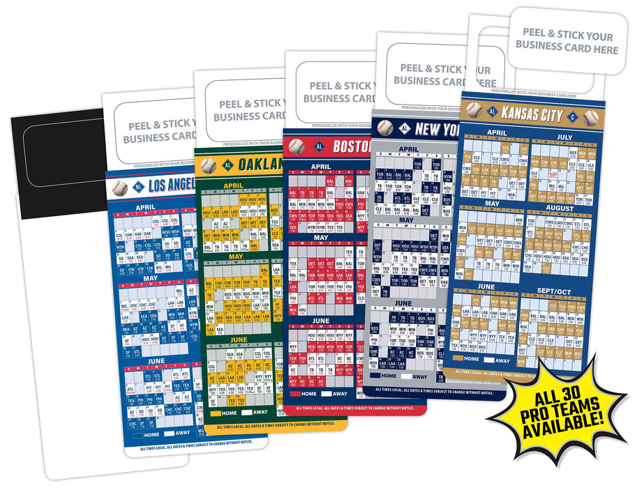 Pro Baseball Sports Schedule Magnets - CHICAGO ALC & NLC - 100 Count - Your Business Card Sticks on Top - ZoCo Products