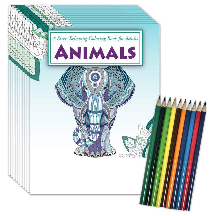 Adult Coloring Books 10 Pack | ANIMALS: Stress Relieving Coloring Books