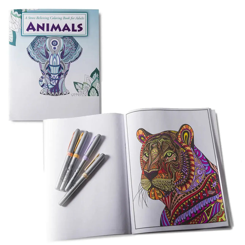 ANIMALS - Adult Stress Relieving Coloring Books - 8" x 10.5"