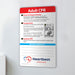 CPR instruction card with Heartbeat Medical Center logo on a white background