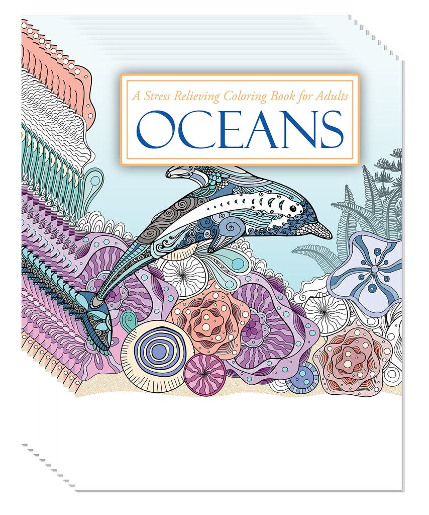 Adult Coloring Books 10 Pack  OCEANS: Stress Relieving Coloring Books —  ZoCo Products