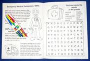 First responder coloring book for kids with firefighter police and EMS activities