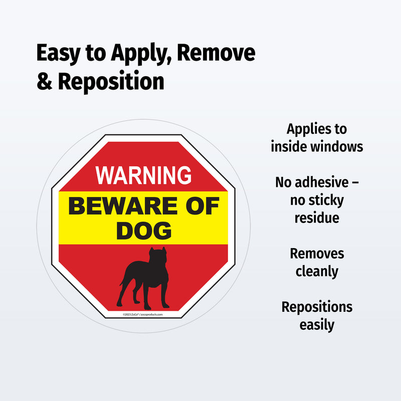 Warning sign with 'Beware of Dog' text on a white background