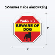 Beware of Dog warning sign with dimensions on a white background