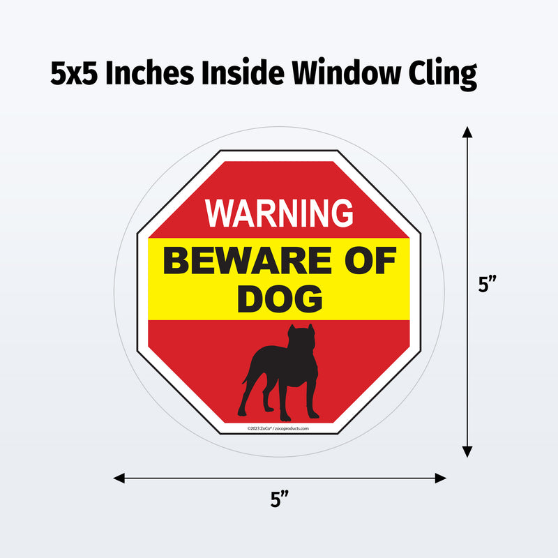 Beware of Dog warning sign with dimensions on a white background
