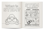 STEM coloring book inside activity page for kids