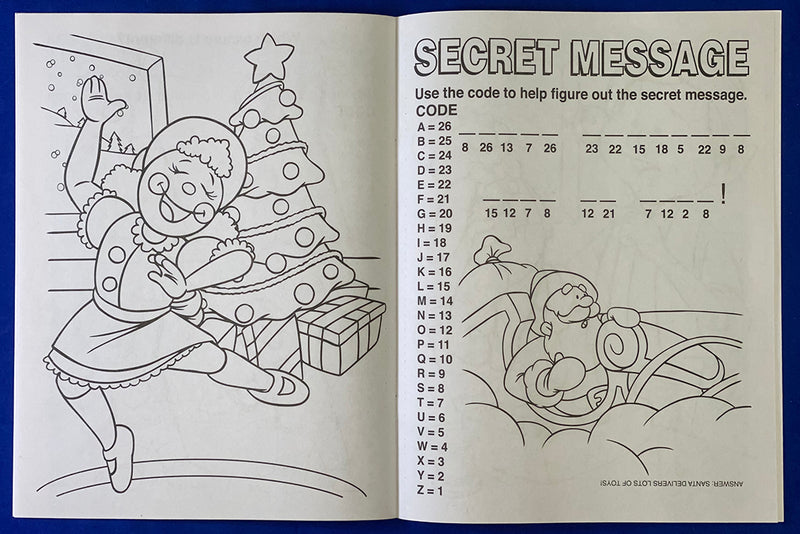 Christmas kids coloring book inside pages with holiday activity