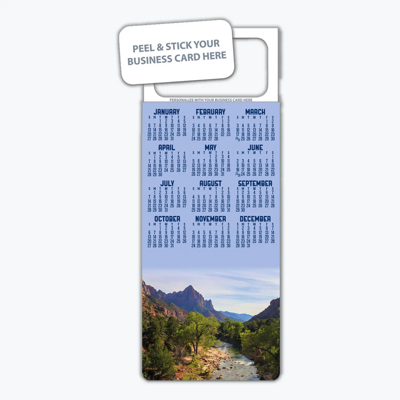 2026 Mountains Calendar Magnet - 300 Count - Your Business Card Sticks on Top