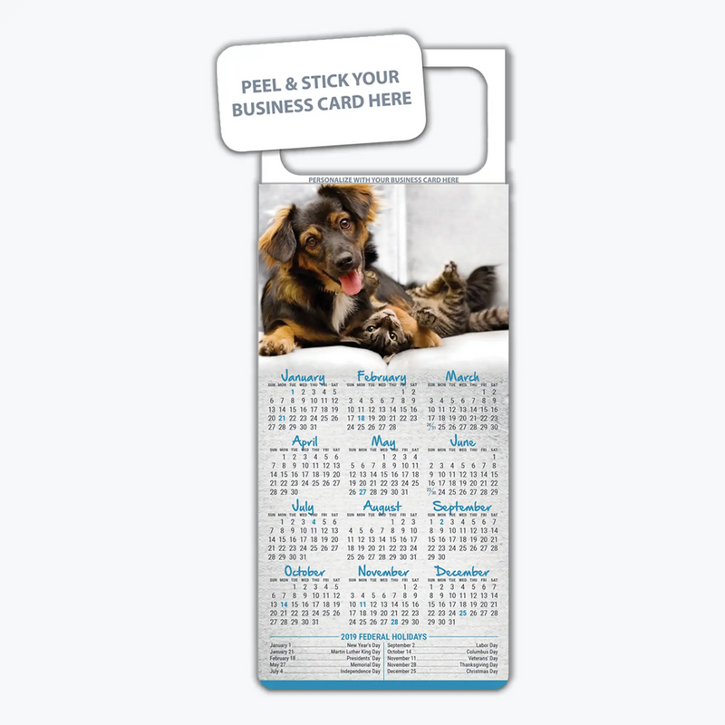 2026 Pets Calendar Magnet - Dogs & Cats Design - 300 Count - Your Business Card Sticks on Top