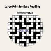Crossword puzzle with large print on a beige background