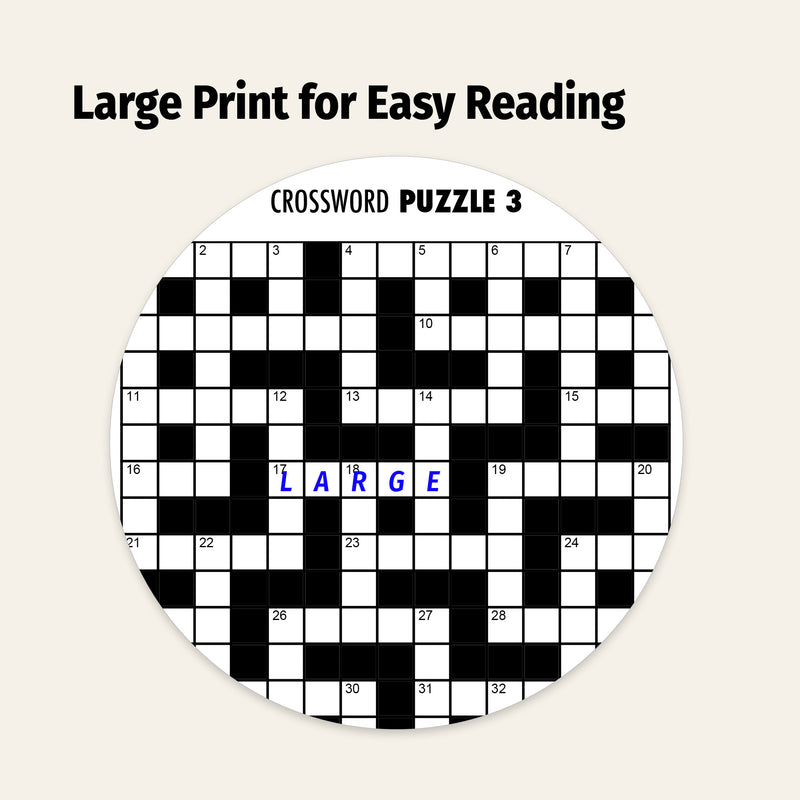 Crossword puzzle with large print on a beige background