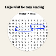 Designed for seniors, adults with low vision, and anyone who prefers easy-to-read word search puzzles.