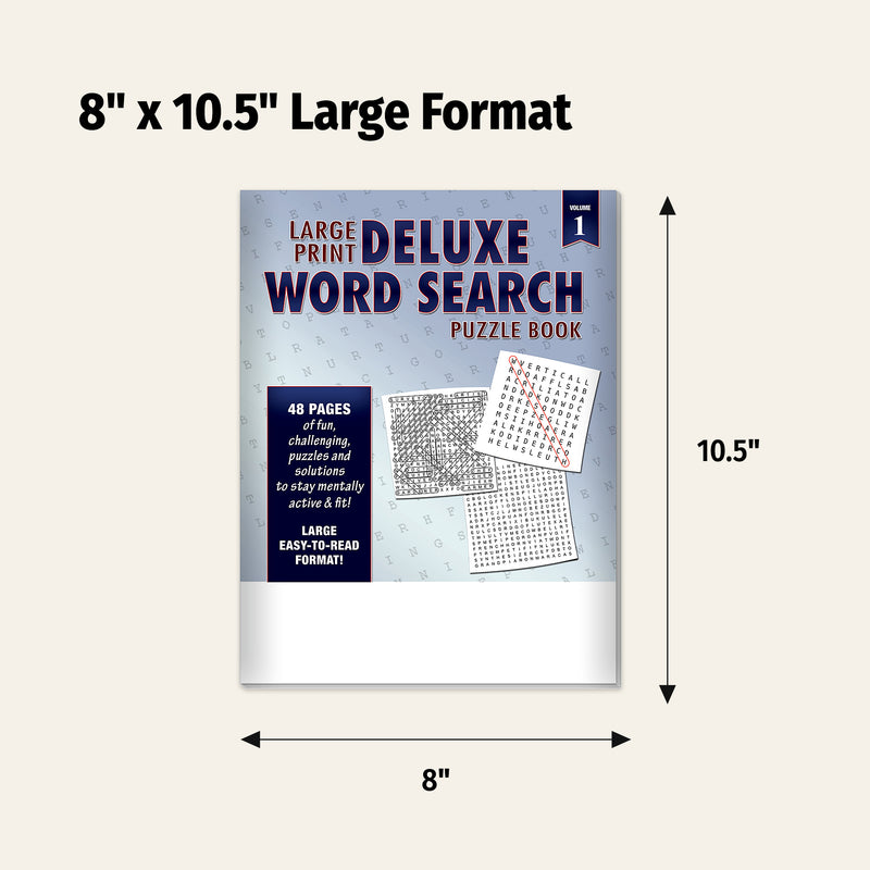 FULL-SIZE BOOKS - Each softcover book measures 8 x 10.5 inches, giving plenty of room for large print puzzles and answer keys.