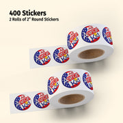 Two rolls of 'All American Kid' stickers on a beige background
