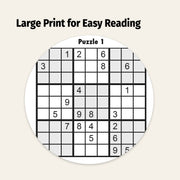 Sudoku puzzle with large print numbers on a beige background