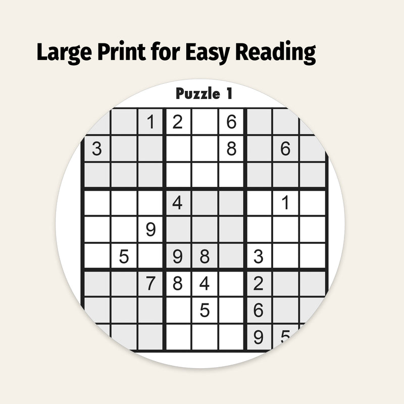 Sudoku puzzle with large print numbers on a beige background