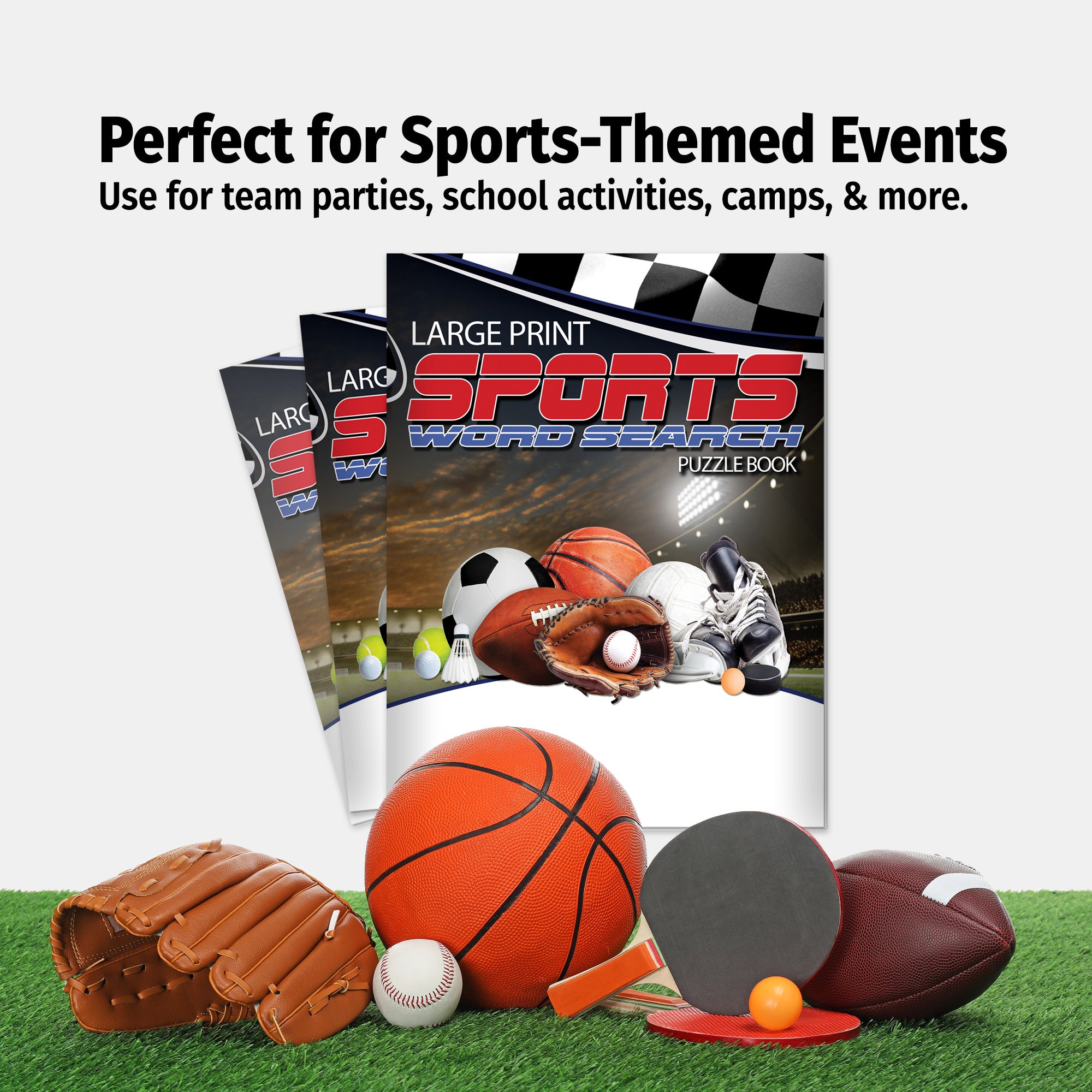 Sports Word Search Puzzle Books - Large Print Bulk 25 Pack - ZOCO