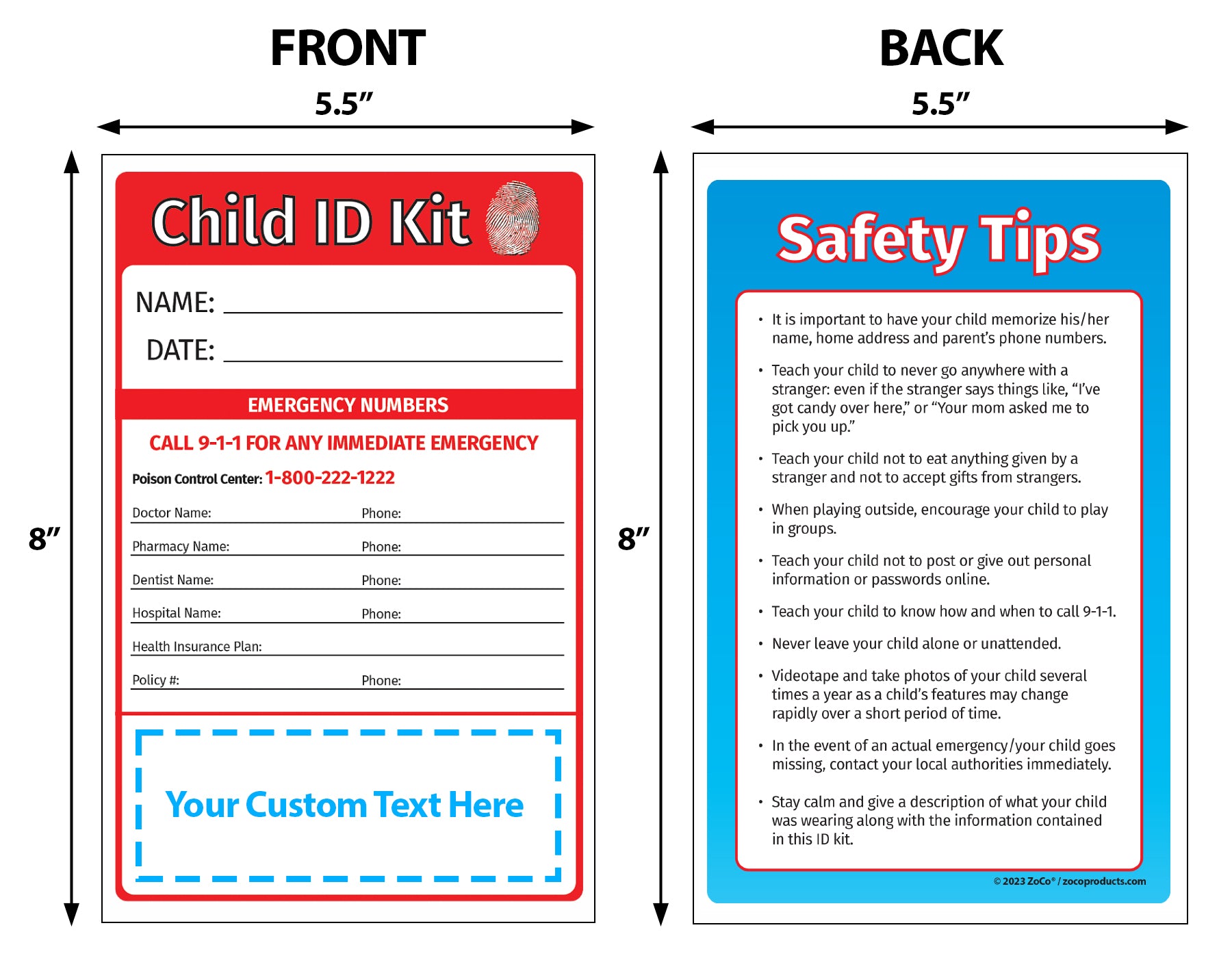 Child ID & Fingerprinting Kits - 5.5" x 8.25" - (Min.Qty 5) — ZoCo Products