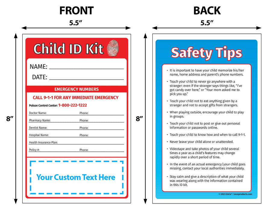 Child ID & Fingerprint Kits - Min Qty 100 - Add Your Imprint