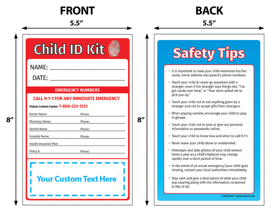 Child ID & Fingerprint Kits - Min Qty 100 - Add Your Imprint FREE