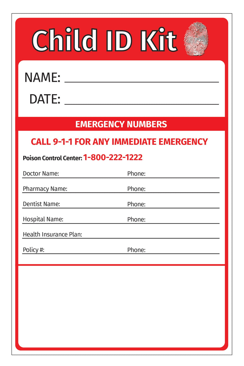 Child ID & Fingerprint Kits - Min Qty 100 - Add Your Imprint