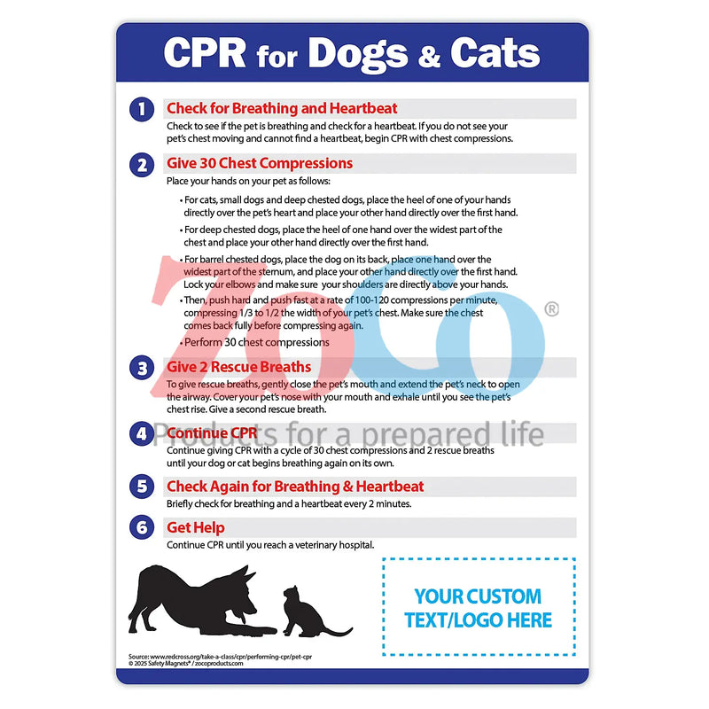 CPR for Dogs & Cats Custom - Magnets - 5"x7" - (Min.Qty 100)