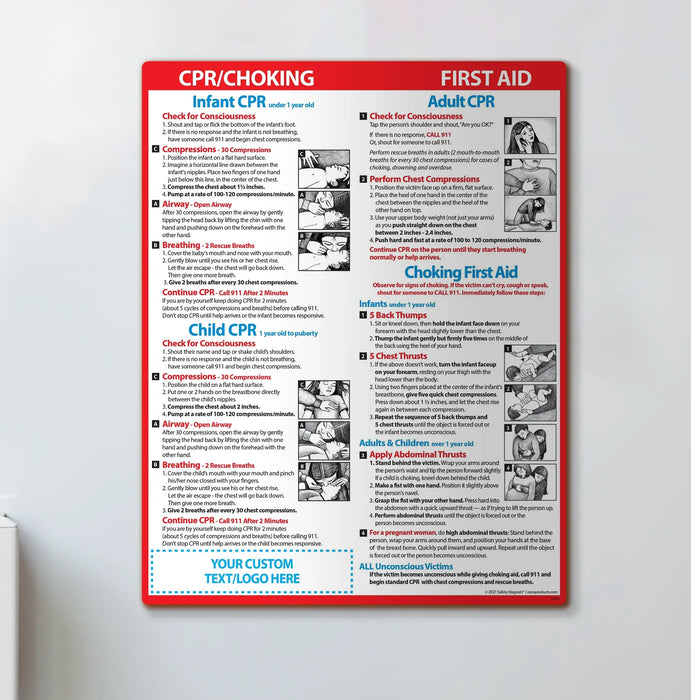 CPR & Choking for Infants, Children & Adults - Quick Reference Cards - ( Min.Qty 100)