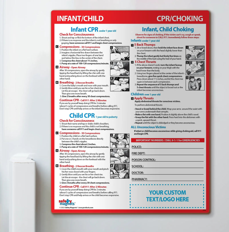 CPR & Choking for Infants & Children - Quick Reference Cards - 8.5" x 11" - (Min.Qty 100)
