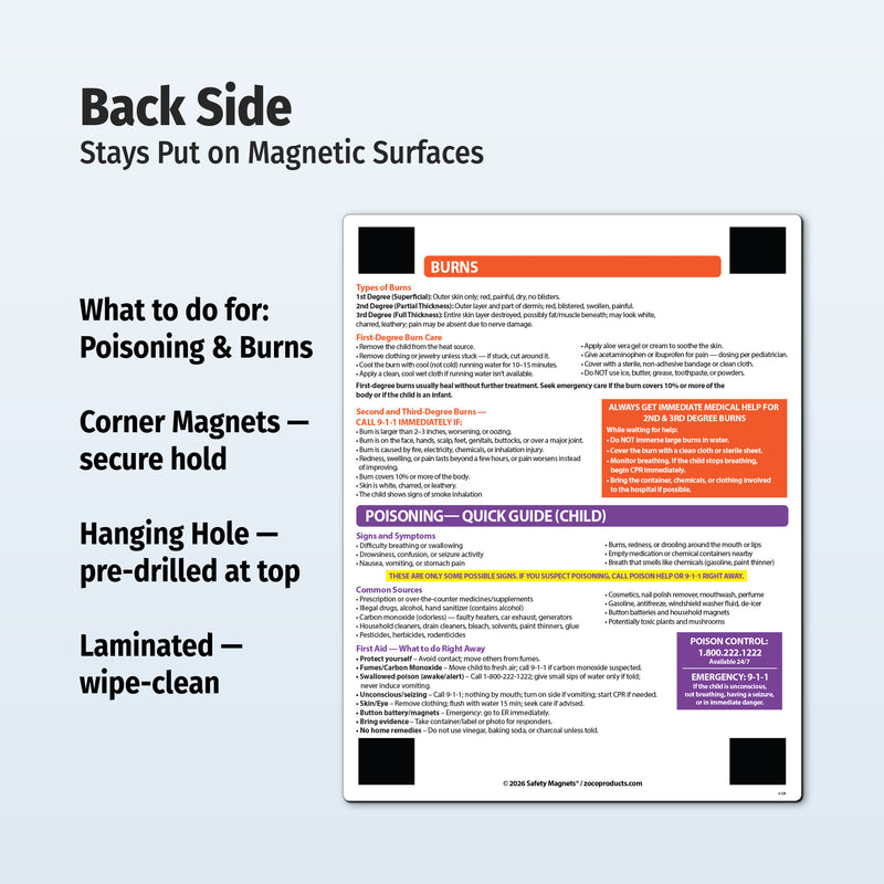 First Aid for Infants & Children – Custom Laminated Reference Cards with Magnets – 8.5 x 11 – Minimum 100