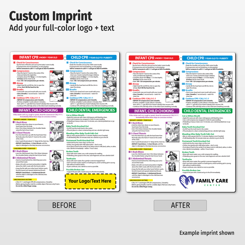 First Aid for Infants & Children – Custom Laminated Cards