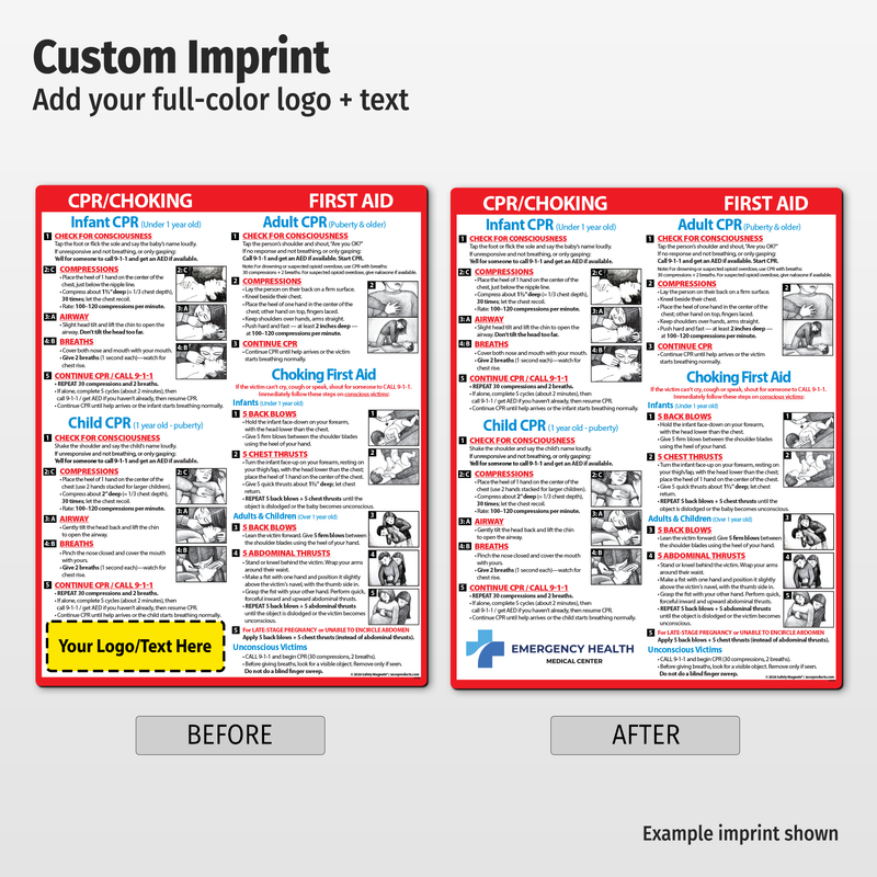 CPR & Choking (Infants, Children & Adults) – Custom Laminated Cards