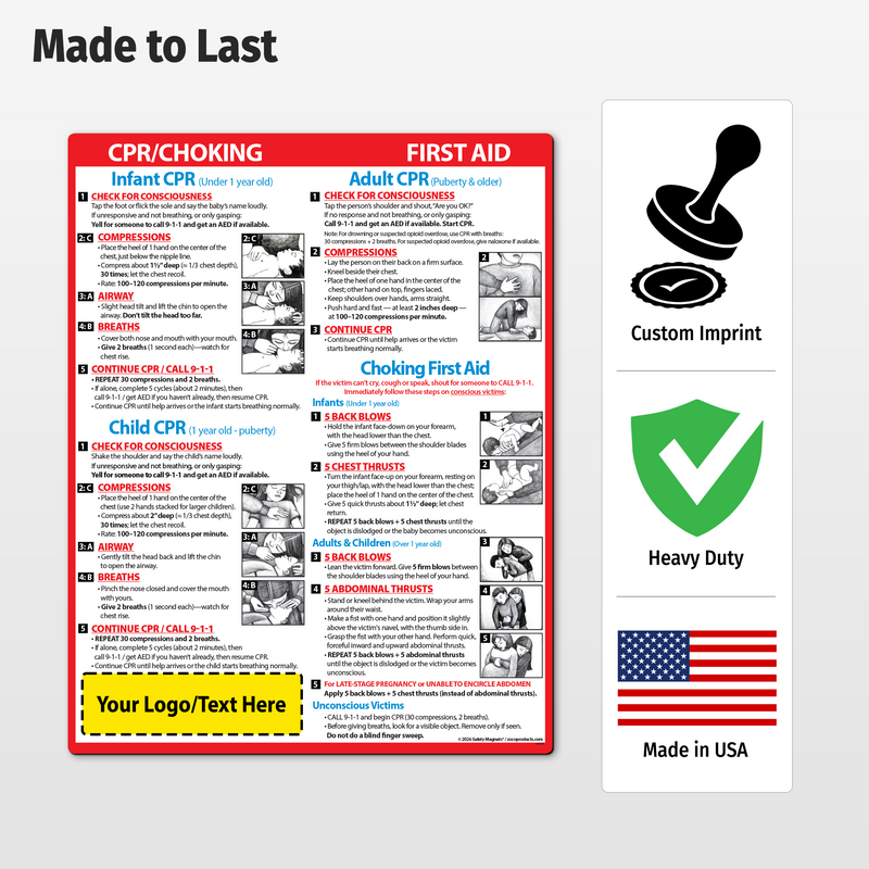 CPR & Choking (Infants, Children & Adults) – Custom Laminated Cards