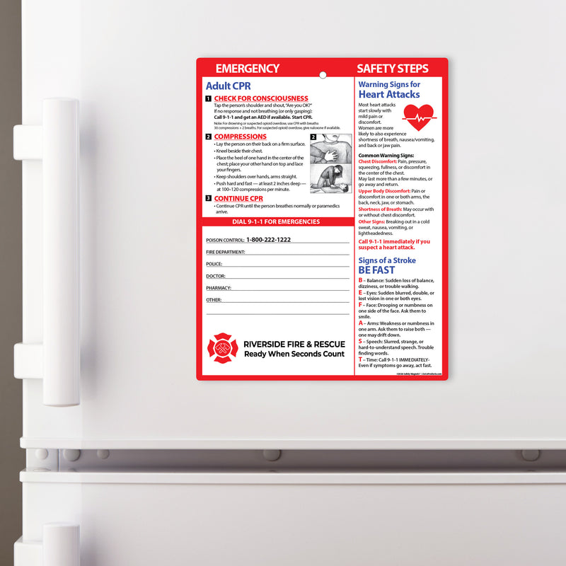 Adult CPR / Heart Attack / Stroke – Custom Laminated Cards – 8.5 x 11 – Minimum 100