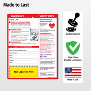 Adult CPR / Heart Attack / Stroke – Custom Laminated Cards – 8.5 x 11 – Minimum 100