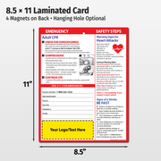 Adult CPR / Heart Attack / Stroke – Custom Laminated Cards – 8.5 x 11 – Minimum 100